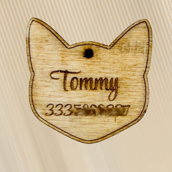 targhetta in legno personalizzabile a forma di gatto